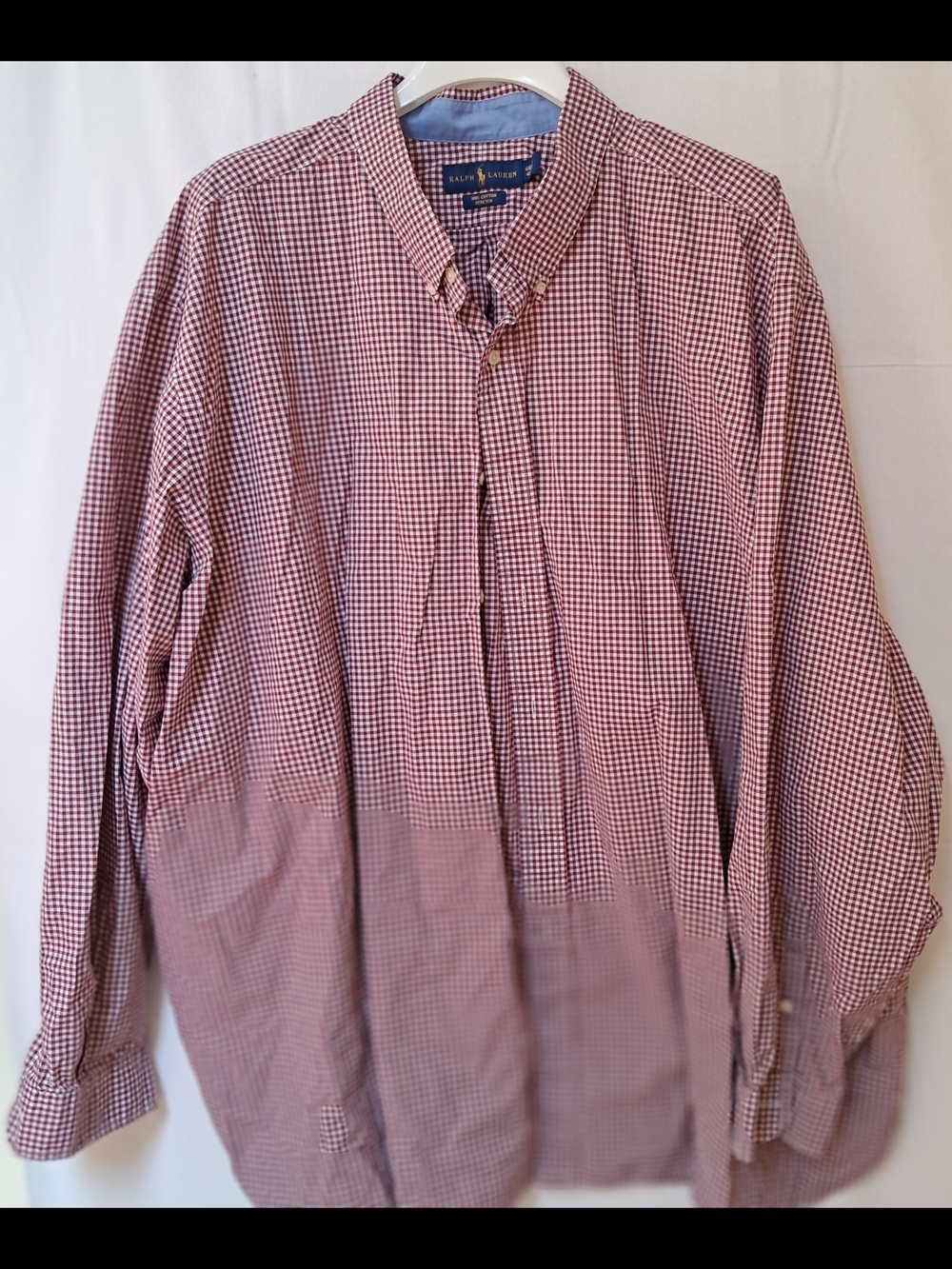 Ralph Lauren Mens 4XB Big & Tall Gingham Stretch‎ Cotton Button Down Shirt Red - Picture 4 of 12